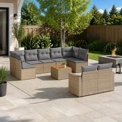 Friendly Outdoor 10-Piece Sofa Set in Beige