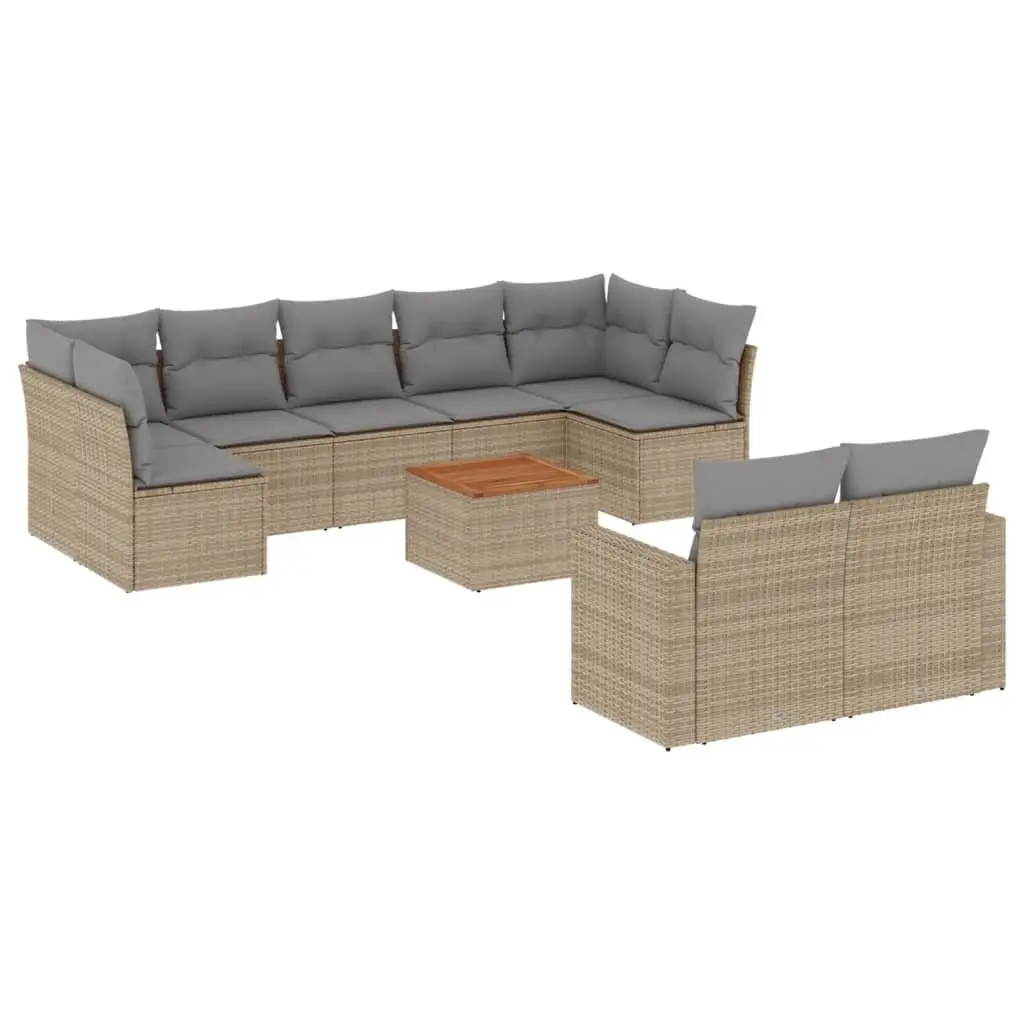 Outdoor Sectional Sofa Set 10 Piece Garden Furniture Patio Seating Beige