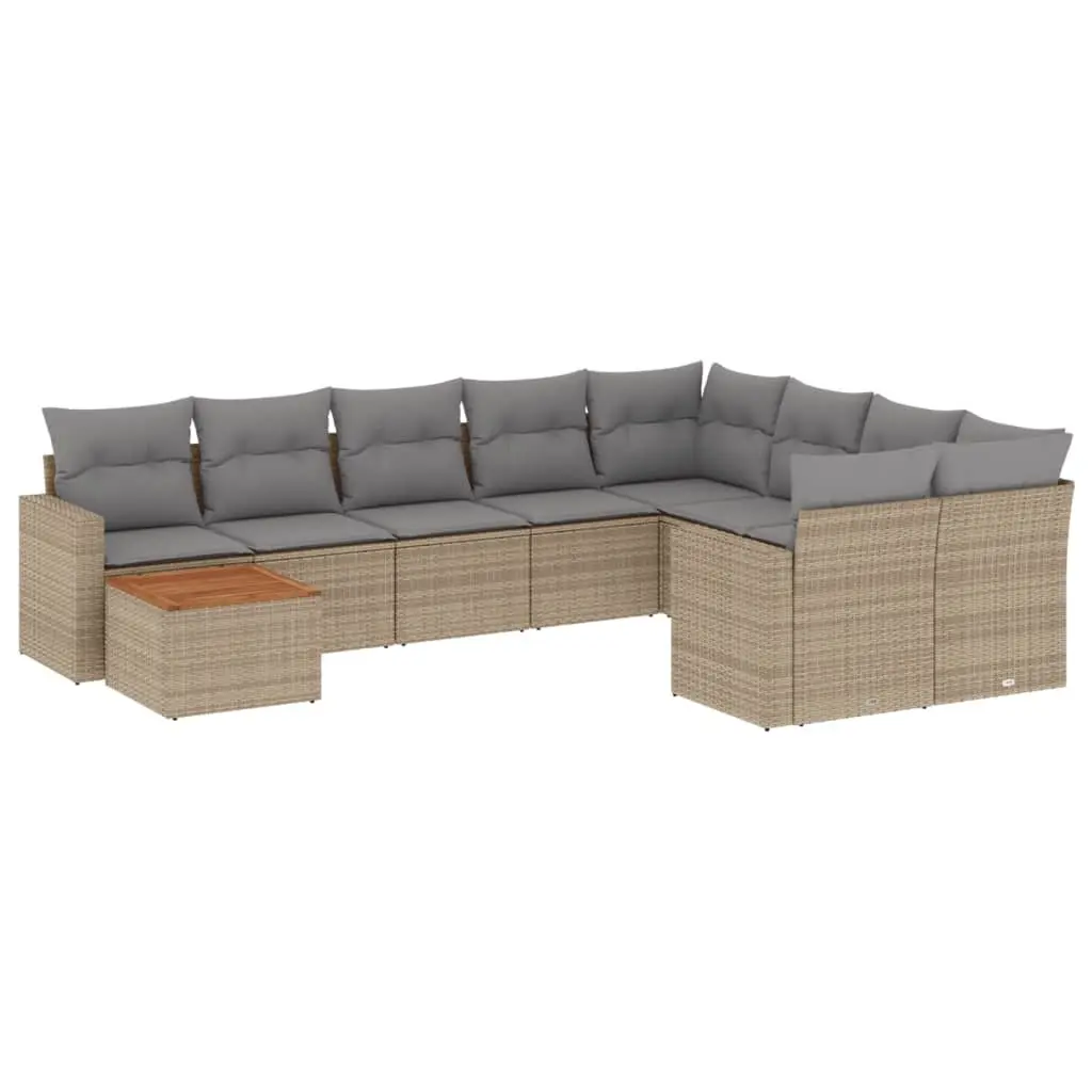Outdoor Sectional Sofa Set 10 Piece Garden Furniture with Cushions Beige Modular