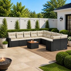 Discover the 11 Piece Black Rattan Sofa Set for Your Patio