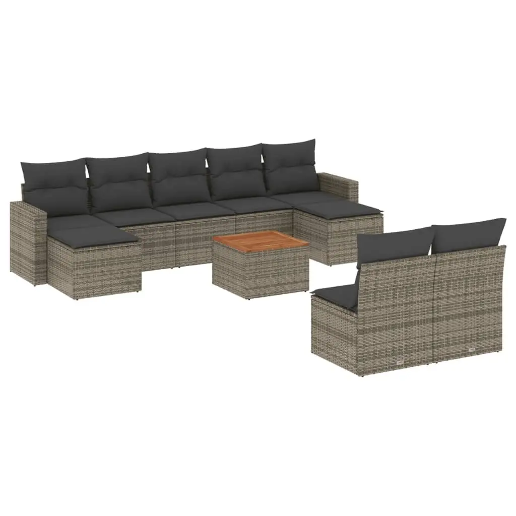 10 Piece Garden Sofa Set with Cushions Grey Outdoor Sectional Modular Patio