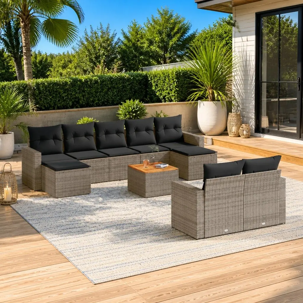 Outdoor 10-Piece Sectional Sofa Set in Grey