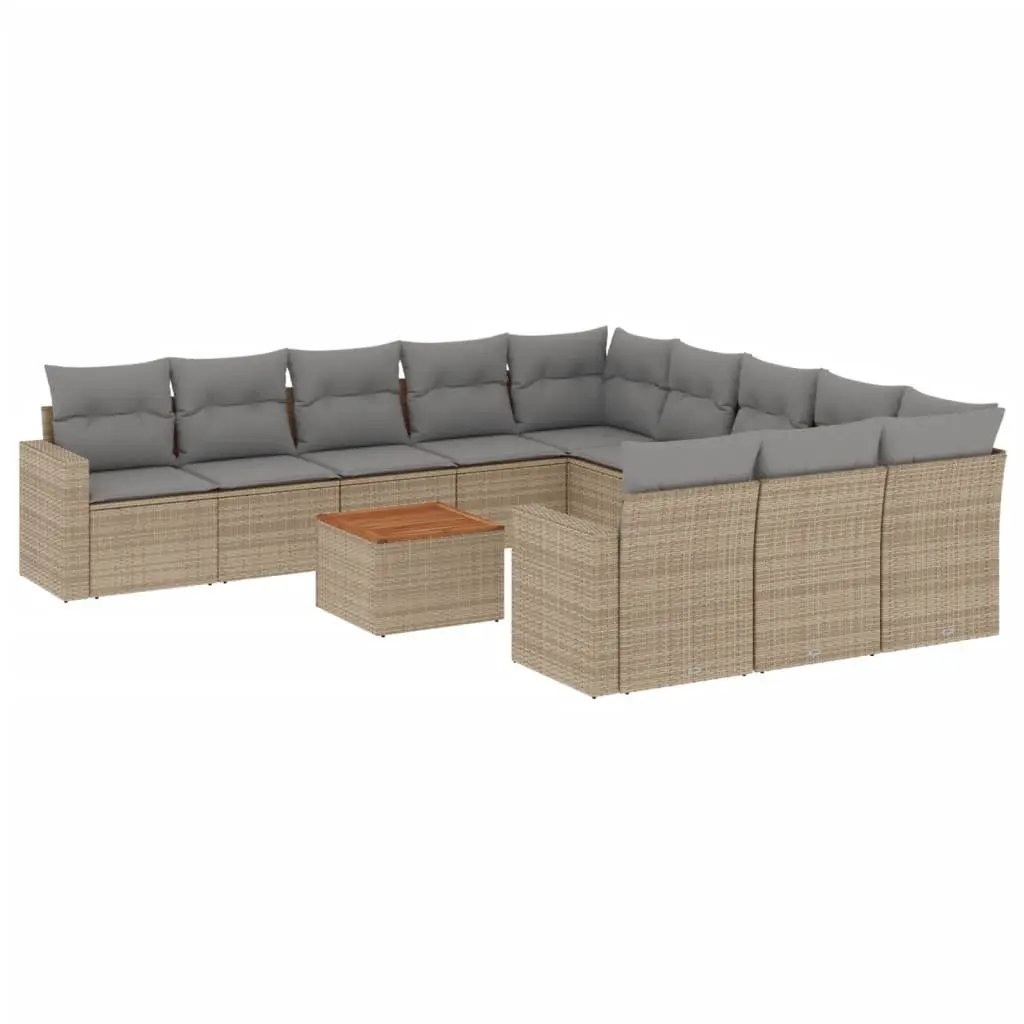 Outdoor Sectional Sofa Set 12 Piece Garden Furniture with Cushions Beige Modular