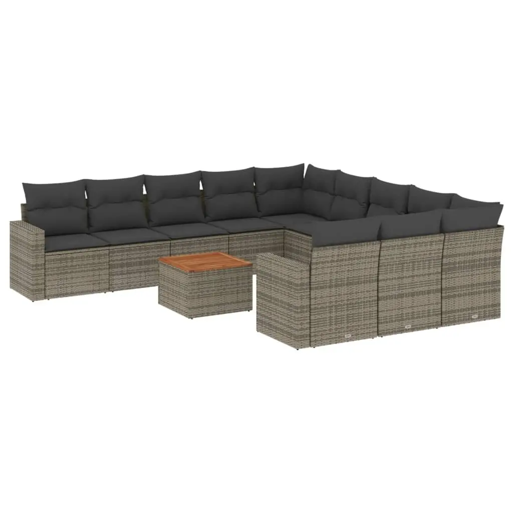 Outdoor Sectional Sofa Set 12 Piece Grey Poly Rattan Garden Furniture Patio