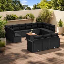 Your 14 Piece Black Garden Sofa Set with Cushions