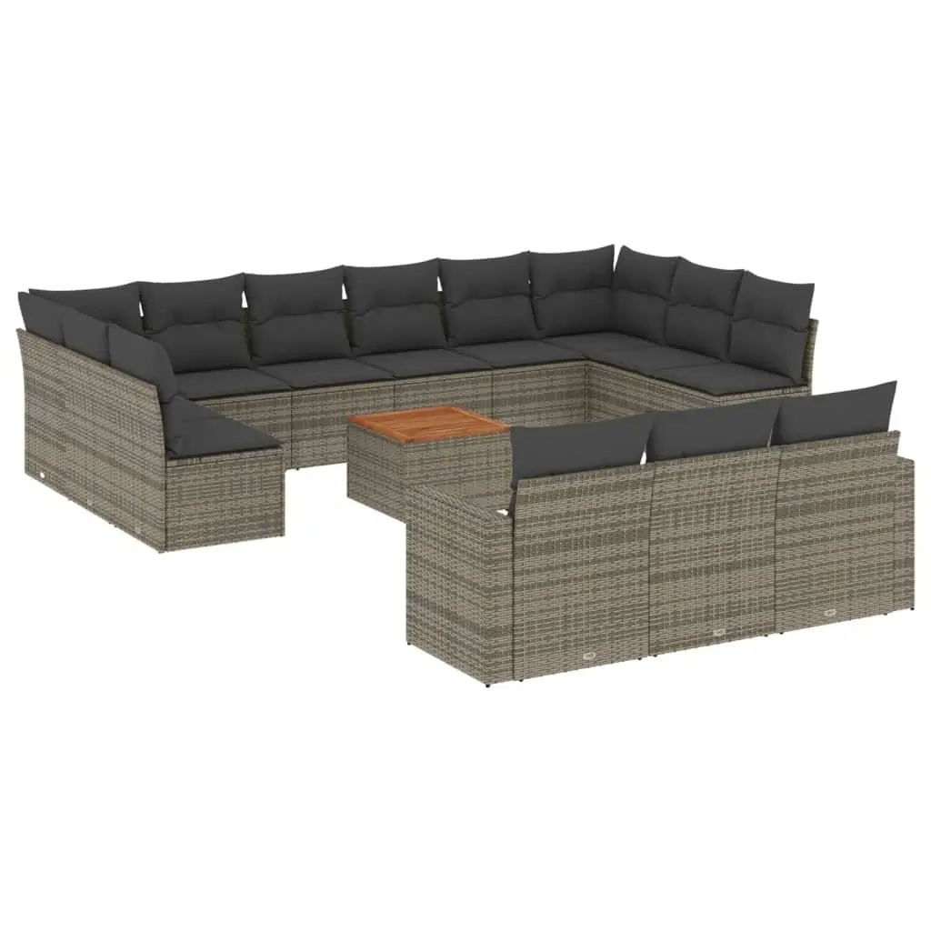 Outdoor Sectional Sofa Set Grey Poly Rattan 14 Piece Garden Furniture Patio