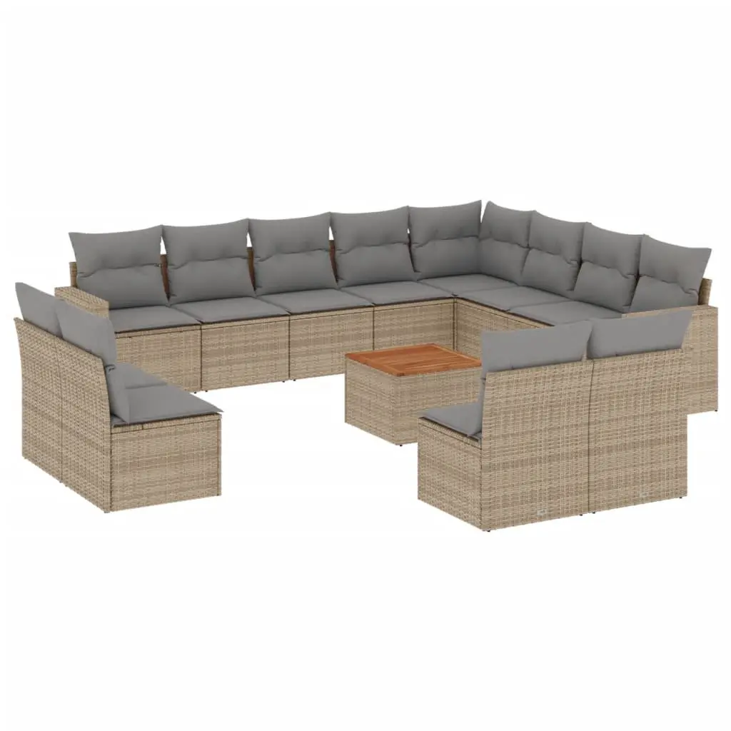 Outdoor Sectional Sofa Set 13 Piece Patio Garden Furniture Beige with Cushions