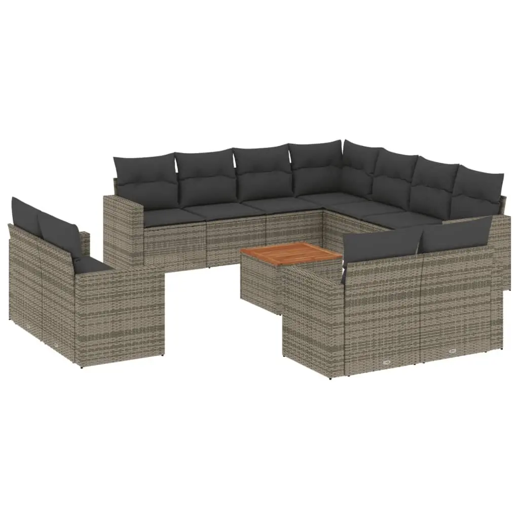 Outdoor Sectional Sofa Set Grey Poly Rattan 12 Piece
