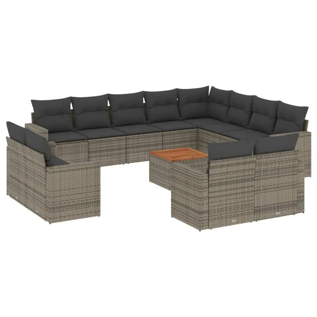 13 Piece Outdoor Sectional Sofa Set Grey Garden Furniture Patio Seating with
