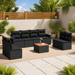 Create Your Outdoor Retreat with 9 Piece Black Rattan Sofa Set