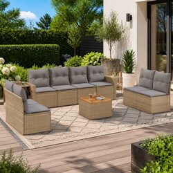 Create Comfort Outdoors with Our 9 Piece Garden Sofa Set