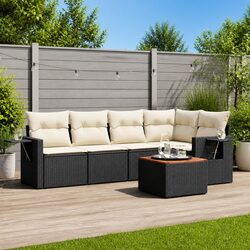 Friendly 6-Piece Black Rattan Outdoor Sofa Set for You