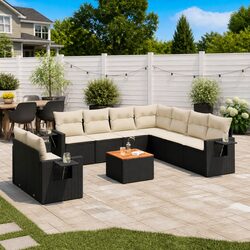 Your Ideal 10-Piece Black Rattan Sofa Set Awaits