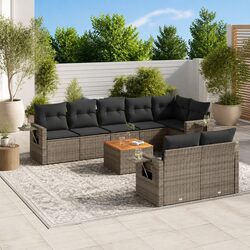 Friendly 9-Piece Grey Poly Rattan Sofa Set