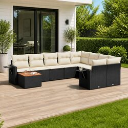 Your Outdoor Comfort: 10-Piece Black Sectional Sofa Set