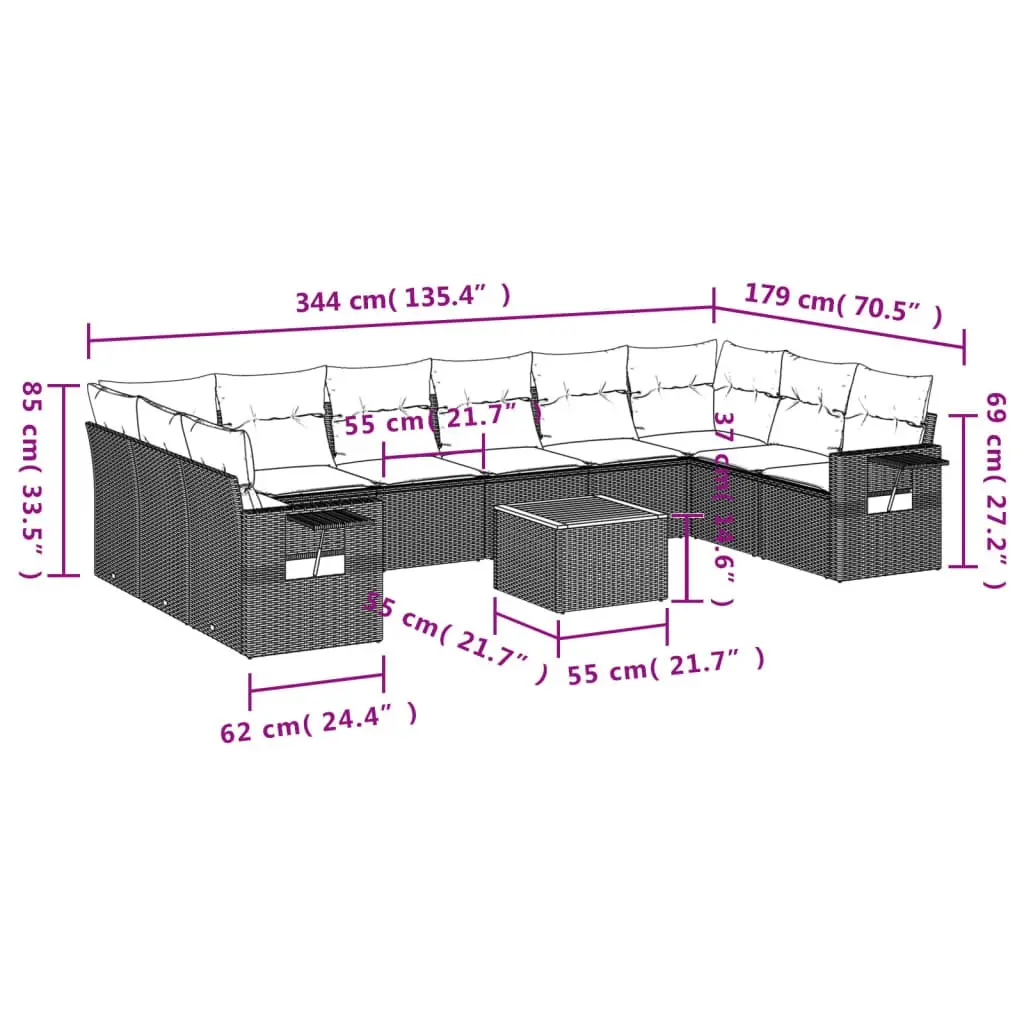 11-Piece Garden Sofa Set