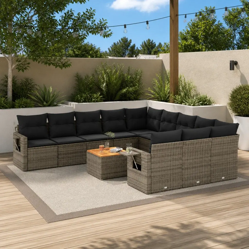 Outdoor Sectional Sofa Set Grey Modular 12 Piece Patio Furniture
