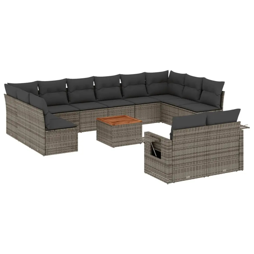 Outdoor Sectional Sofa Set Modular Grey PE Rattan 13 Piece
