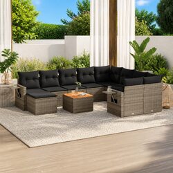 Outdoor Sectional Sofa Set 11 Piece Grey Garden Furniture with Cushions Side