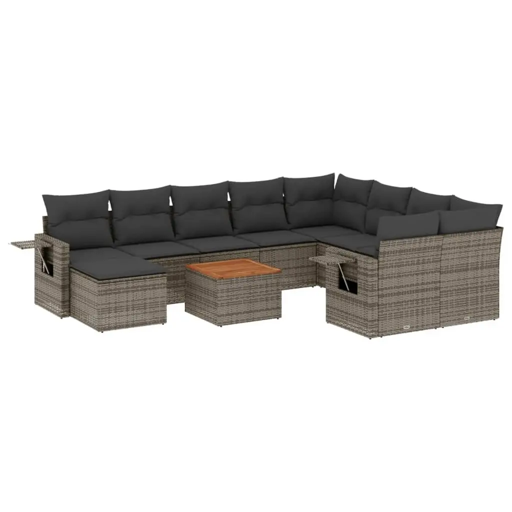 Outdoor Sectional Sofa Set 11 Piece Grey Garden Furniture with Cushions Side