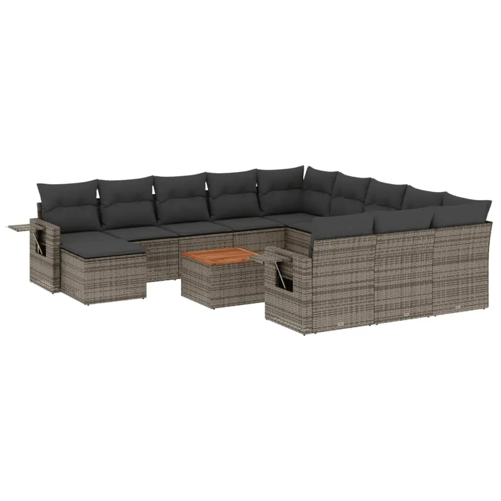 Outdoor Sectional Sofa Set Grey 13 Piece Garden Furniture with Cushions