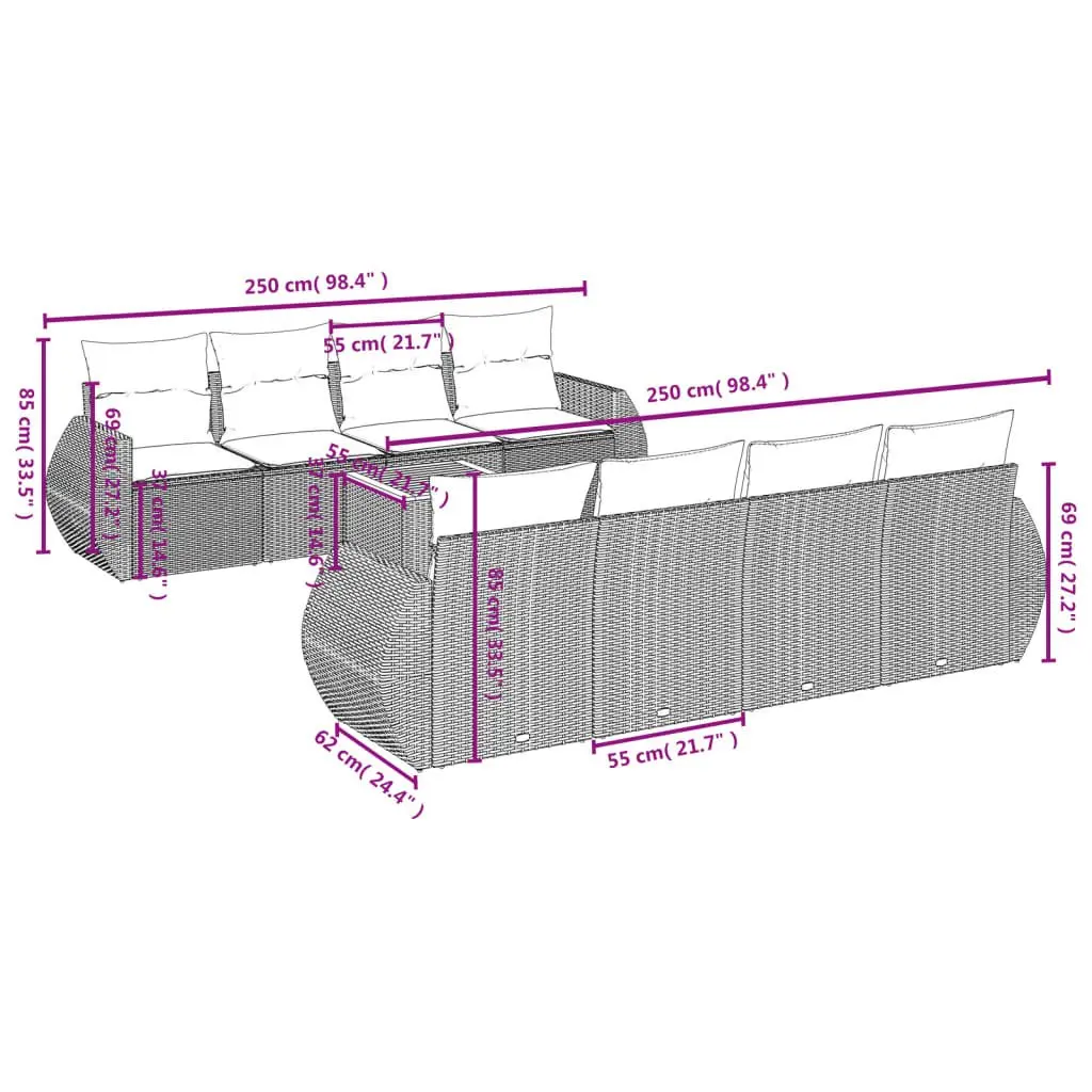 9 Piece Outdoor Sofa Set