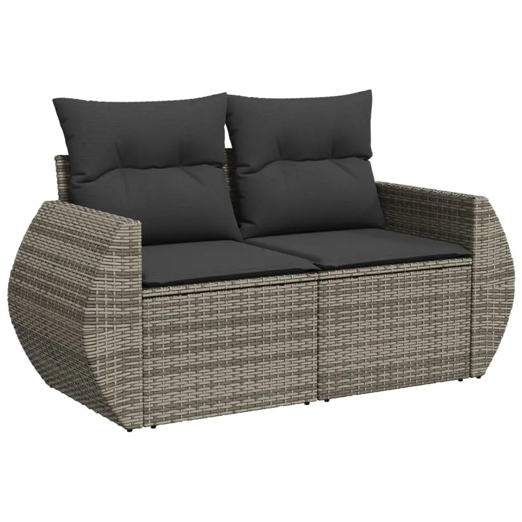 5 Piece Modular Outdoor Garden Sofa Set with Cushions Grey Poly Rattan