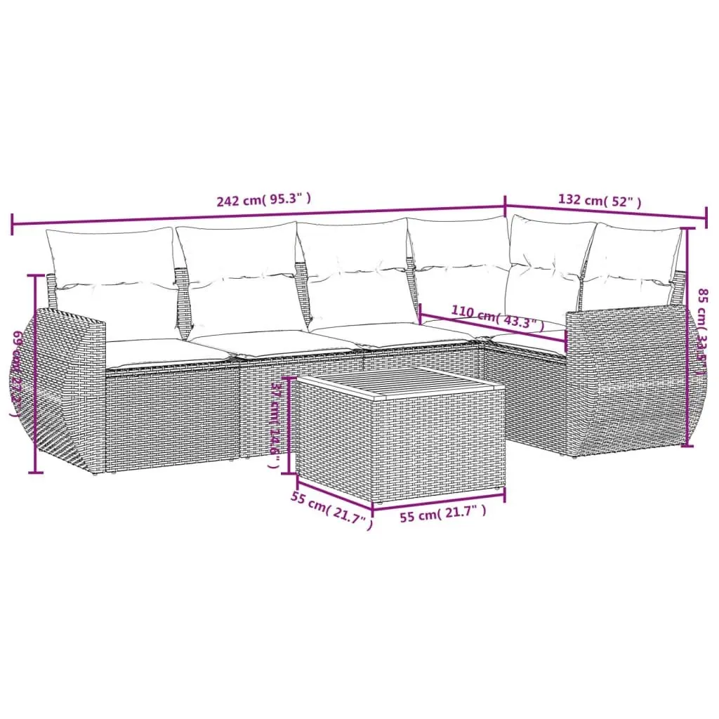 6-Piece Outdoor Garden Sofa Set