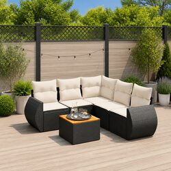 Garden Sofa Set 6 Piece Outdoor Furniture Patio Seating Modular Lounge Black