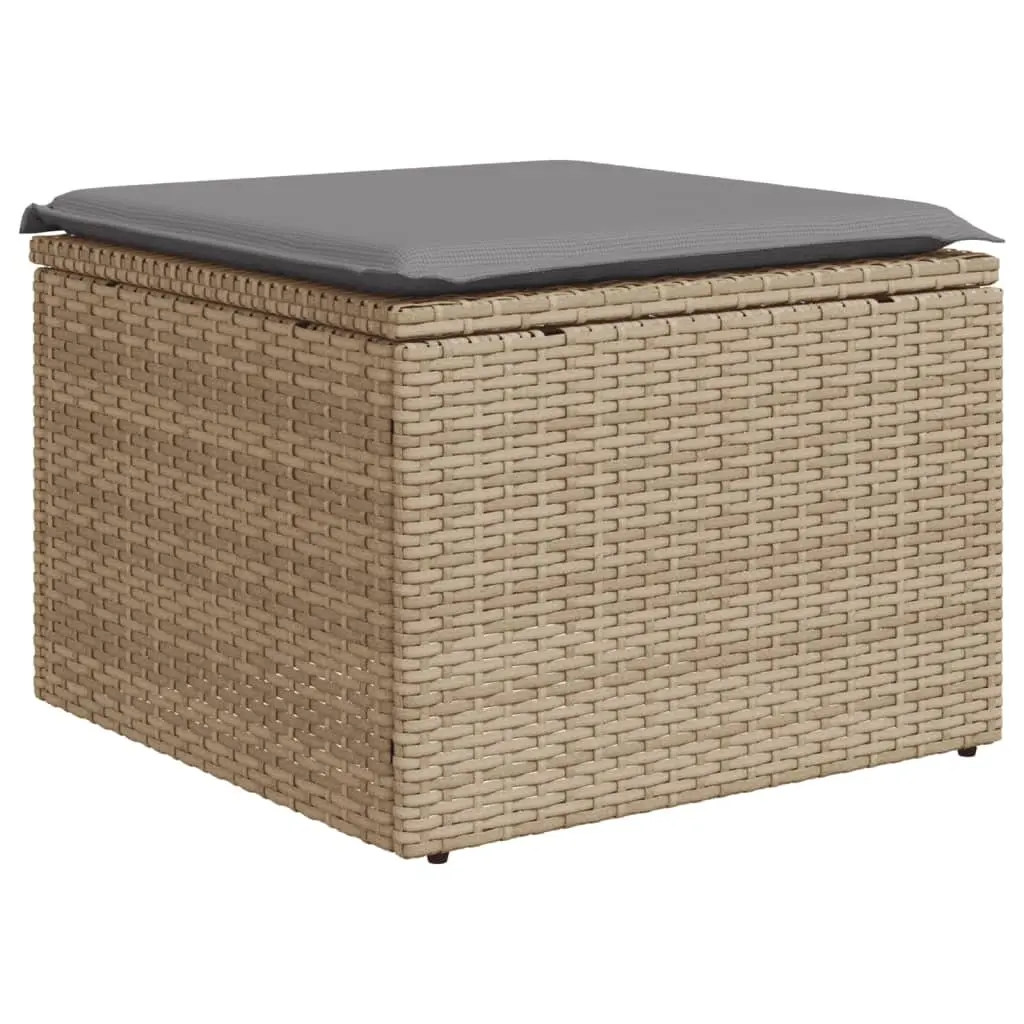 Garden Sofa Set 11 Piece Outdoor Furniture Patio Beige Poly Rattan with Cushions