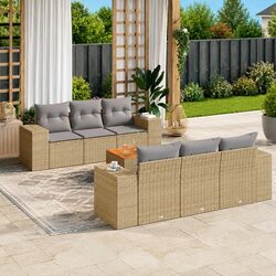 Friendly 7 Piece Outdoor Sofa Set with Beige Cushions
