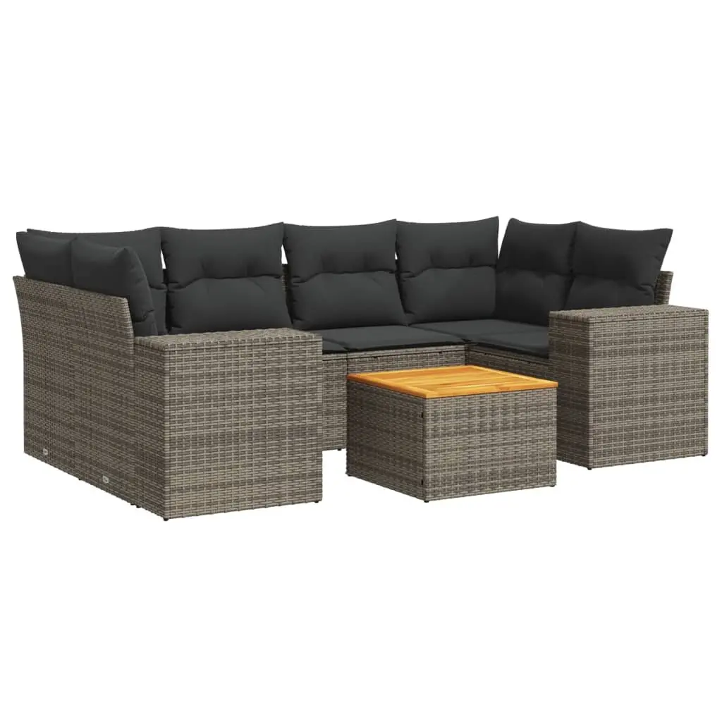 7 Piece Garden Sofa Set with Cushions Grey Outdoor Patio Furniture Modular