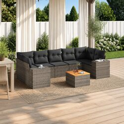 Garden Sofa Set 8 Piece Outdoor Furniture Modular Grey Patio Sectional with