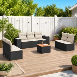 Outdoor Garden Sofa Set 8 Piece Patio Furniture with Cushions Black Rattan