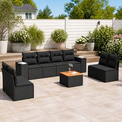 Your Ideal 9 Piece Black Outdoor Sofa Set Awaits