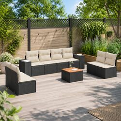 Friendly 9-Piece Black Outdoor Sofa Set with Cushions