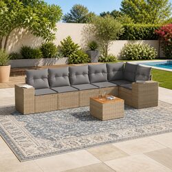 Friendly 7 Piece Modular Garden Sofa Set in Beige