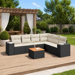 Friendly 7 Piece Outdoor Garden Sofa Set in Black