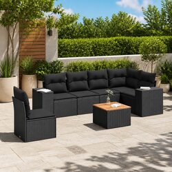 7 Piece Garden Sofa Set Outdoor Furniture Patio Lounge Chair Table Black