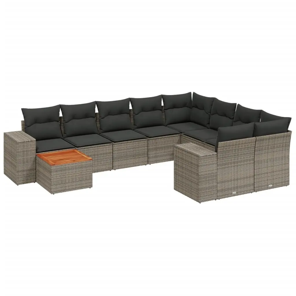 Garden Sofa Set 10 Piece Outdoor Furniture Grey Poly Rattan Patio Lounge Modular