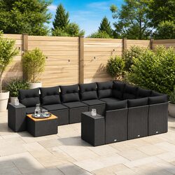 Friendly 11-Piece Black Garden Sofa Set for You