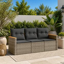 Garden Sofa Set 3 Piece Outdoor Furniture Patio Lounge Grey Modular Seating