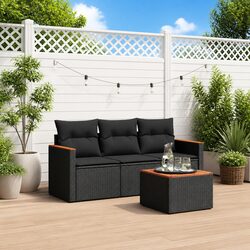 Inviting Black 4 Piece Garden Sofa Set for Entertaining
