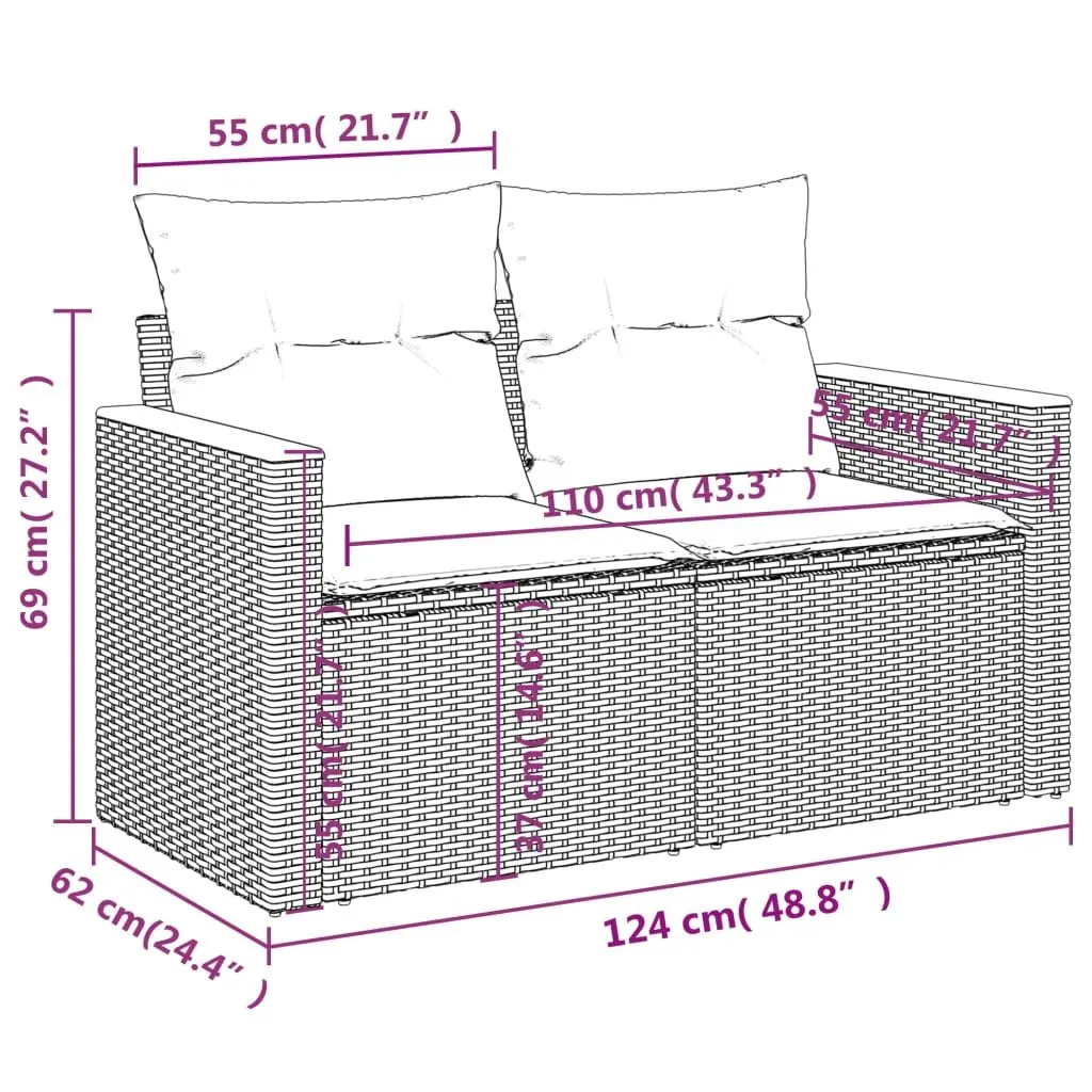 Modular Outdoor Sofa Set 7 Piece Beige Poly Rattan Patio Furniture