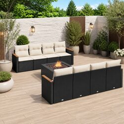 Garden Sofa Set 9 Piece Outdoor Furniture Poly Rattan Black Patio Lounge Seating
