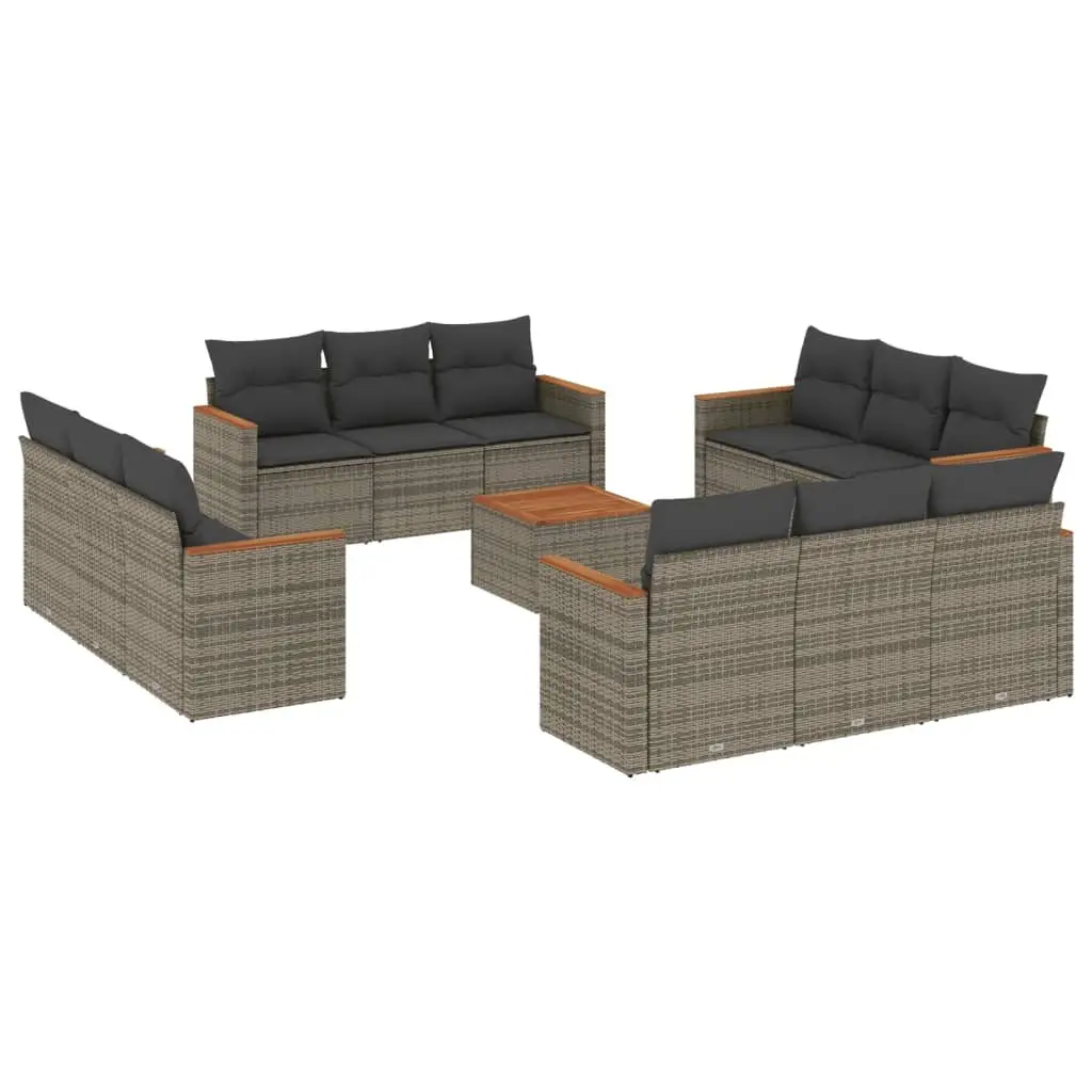 Outdoor Sofa Set Modular Grey 13 Piece Poly Rattan Furniture for Patio and Garden