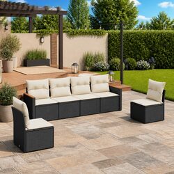 Create Outdoor Comfort with 6 Piece Black Sofa Set