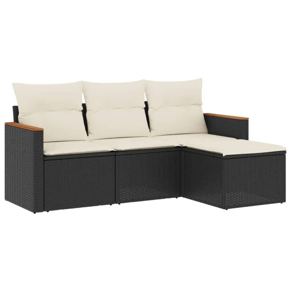 Outdoor Garden Sofa Set 4 Piece Lounge Furniture Patio Rattan Seating Black