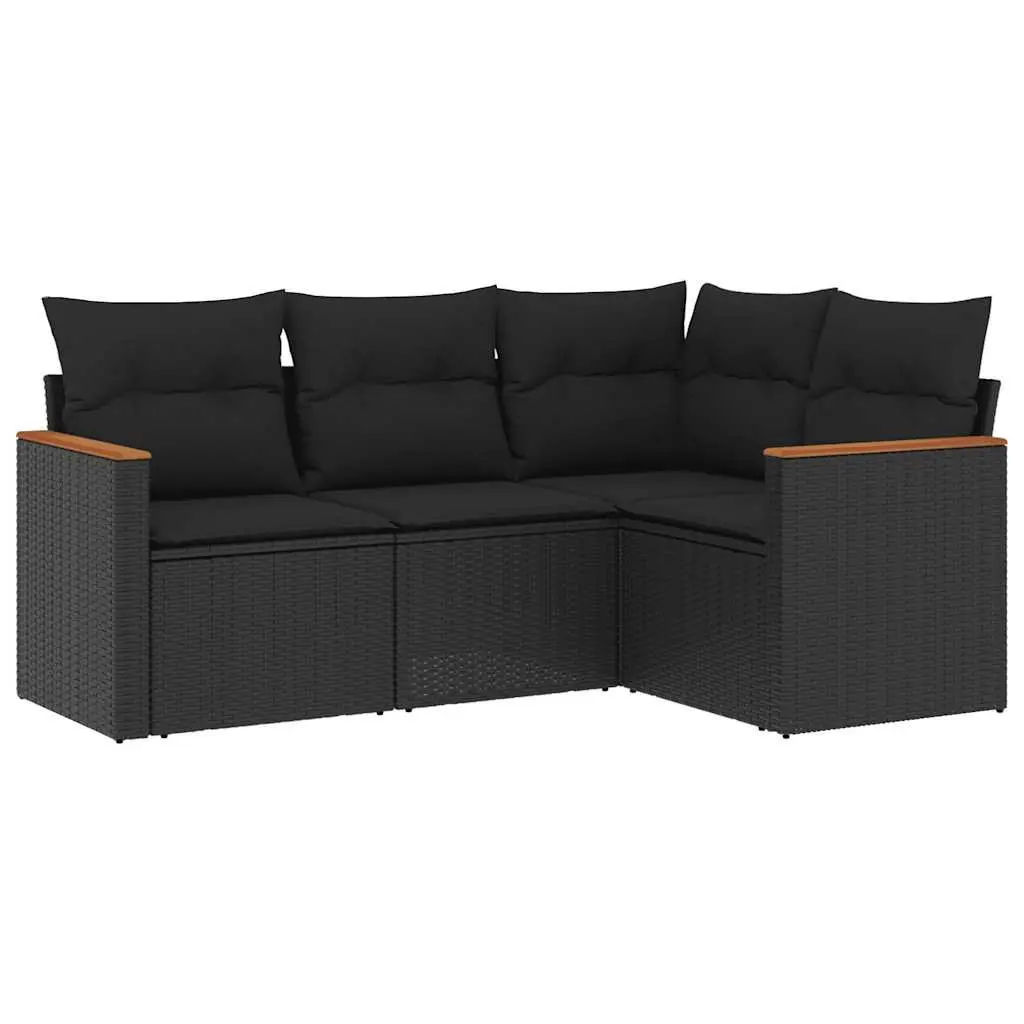 Garden Sofa Set 4 Piece Outdoor Furniture Patio Seating Black with Cushions