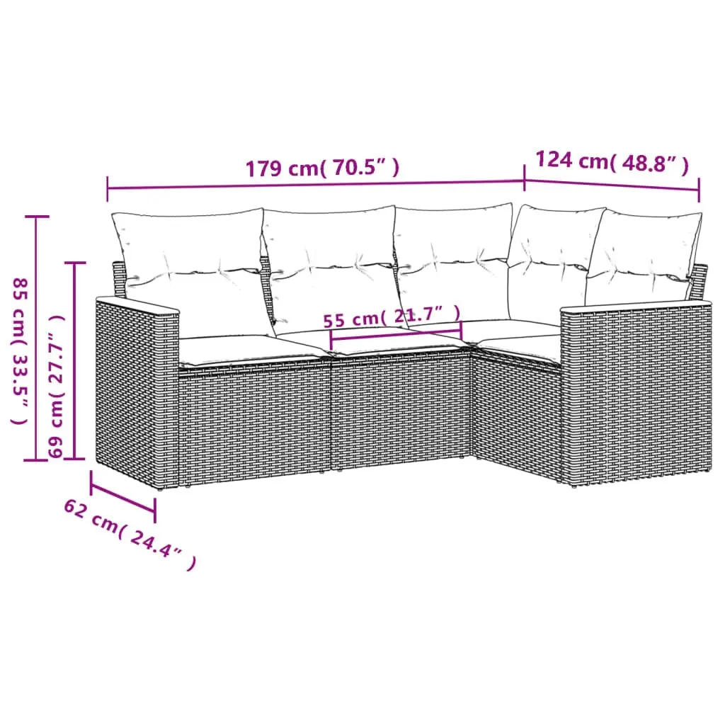 4-Piece Grey Garden Sofa Set